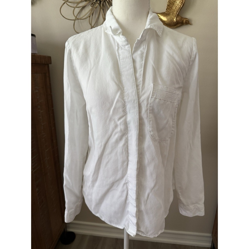 Anthropologie Cloth & Stone White Button Up Long Sleeve‎ Blouse Size XS